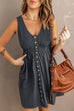 Karleedress V Neck Button Down Sleeveless Waisted Dress