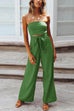 Karleedress Off Shoulder Bow Tie Waist Wide Leg Jumpsuit