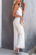Karleedress Solid V Neck Waisted Cami Lace Jumpsuit