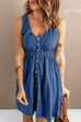 Karleedress V Neck Button Down Sleeveless Waisted Dress