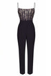 Karleedress Solid Lace Splice Straight Leg Cami Jumpsuit