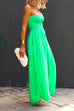 Karleedress Strapless Smocked Pocketed Wide Leg Jumpsuit