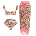 Karleedress Ruffle Trim Two-Piece Swimwear and Wrap Cover Up Skirt Print Set