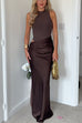 Karleedress Mockneck Sleeveless Cut Out Patchwork Maxi Dress