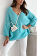 Karleedress V Neck Drop Shoulder Slouchy Pullover Sweater