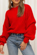 Karleedress Drop Shoulder Lantern Long Sleeves Comfy Pullover Sweater