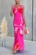 V Neck Sleeveless Floral Print Maxi Dress