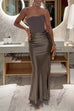 Karleedress Strapless Patchwork Satin Bodycon Maxi Party Dress