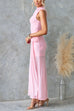 Mockneck Sleeveless Drape Front Maxi Dress