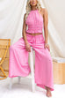 Halter Neck Open Back Ruffle Hem Top