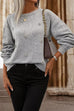 Crewneck Drop Shoulder Rhinestone Detailed Pullover Sweater