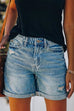 Karleedress Rolled Hem Ripped Denim Shorts