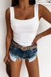 Karleedress Square Neck Ribbed Knit Tank Top