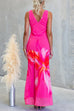 V Neck Sleeveless Floral Print Maxi Dress
