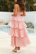 Karleedress Strapless Ruffle Layered Maxi Dress