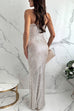 Karleedress Spaghetti Strap V Neck High Slit Sequin Maxi Party Dress