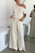Karleedress Elastic Waist Pocketed Wide Leg Cotton Linen Pants