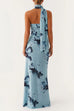 Karleedress Strapless Tube Floral Print Bodycon Maxi Dress