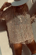 Karleedress Tassel Sequin Round Neck Long Sleeves Top and Shorts Set