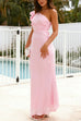 Karleedress Frill One Shoulder Cut Out Waist Maxi Dress