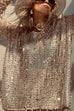 Karleedress Tassel Sequin Round Neck Long Sleeves Top and Shorts Set