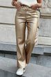 Faux Leather Straight Leg Pocketed Pants
