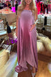 Karleedress Strapless Tube Gradient Ombre Satin Maxi Party Dress