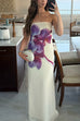 Karleedress Elegant Strapless Floral Print Maxi Dress