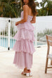 Karleedress Strapless Ruffle Layered Maxi Dress