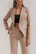 Lapel Open Front Double Breasted Pocketed Blazer