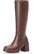 Karleedress Square Toe Chunky Block Side Zipper High Boots