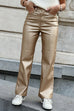 Faux Leather Straight Leg Pocketed Pants
