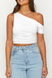Karleedress Asymmetrical Shoulder Ruched Crop Top