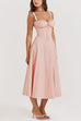 Karleedress Drawstring Neck Slit Bustier Midi Cami Dress