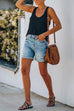 Karleedress Rolled Hem Ripped Denim Shorts