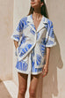 Karleedress V Neck Short Sleeves Shirt and Drawstring Waist Shorts Seashell Print Set