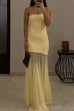 Karleedress Strapless Tube Flare Mesh Maxi Party Dress