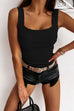 Karleedress Square Neck Ribbed Knit Tank Top