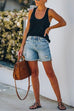 Karleedress Rolled Hem Ripped Denim Shorts