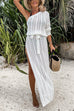 Karleedress One Shoulder Long Sleeve High Split Hollow Out Beach Dress