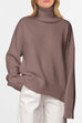Karleedress High Neck Drop Shoulder Ribbed Hem Comfy Sweater