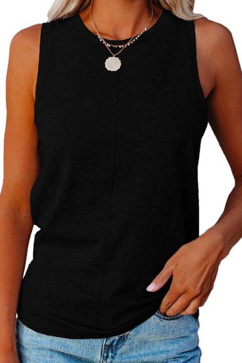 Karleedress Solid Crewneck Casual Tank Top
