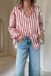 Karleedress Long Sleeves Button Down Striped Blouse Shirt