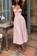 Karleedress Drawstring Neck Slit Bustier Midi Cami Dress