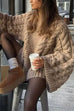 Karleedress Round Neck Oversized Cable Knit Sweater