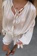Karleedress Long Sleeves Lace-up Tie Waist Ruffle Mini Dress