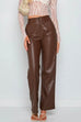 Karleedress Faux Leather Straight Leg Trousers with Pockets