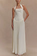 Halter Sleeveless Pleated Splice Maxi Dress
