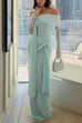 Karleedress Off Shoulder Long Sleeves Knot Waist Draped Maxi Dress