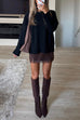 Karleedress Crewneck Drop Shoulder Solid Knitted Pullover Sweater